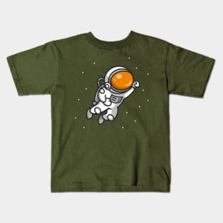 Cute Astronaut Flying In Space Cartoon Kids T-Shirt